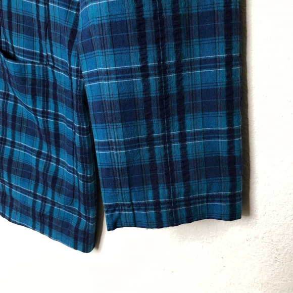 Vintage Eddie Bauer Plaid Blazer 100% Cotton Blue Green Career Preppy Jacket | M - Picture 11 of 16
